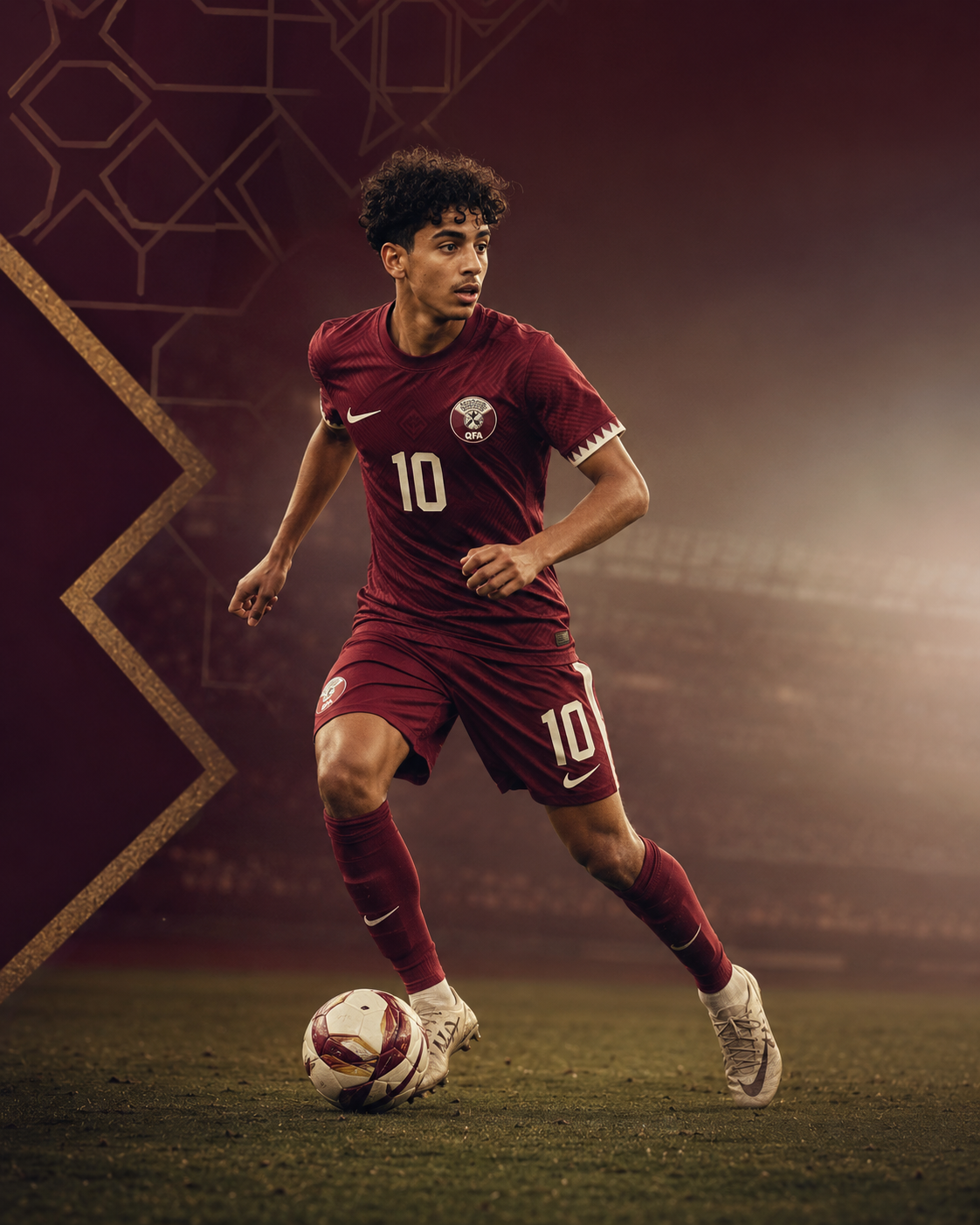 Stylized footballer in motion